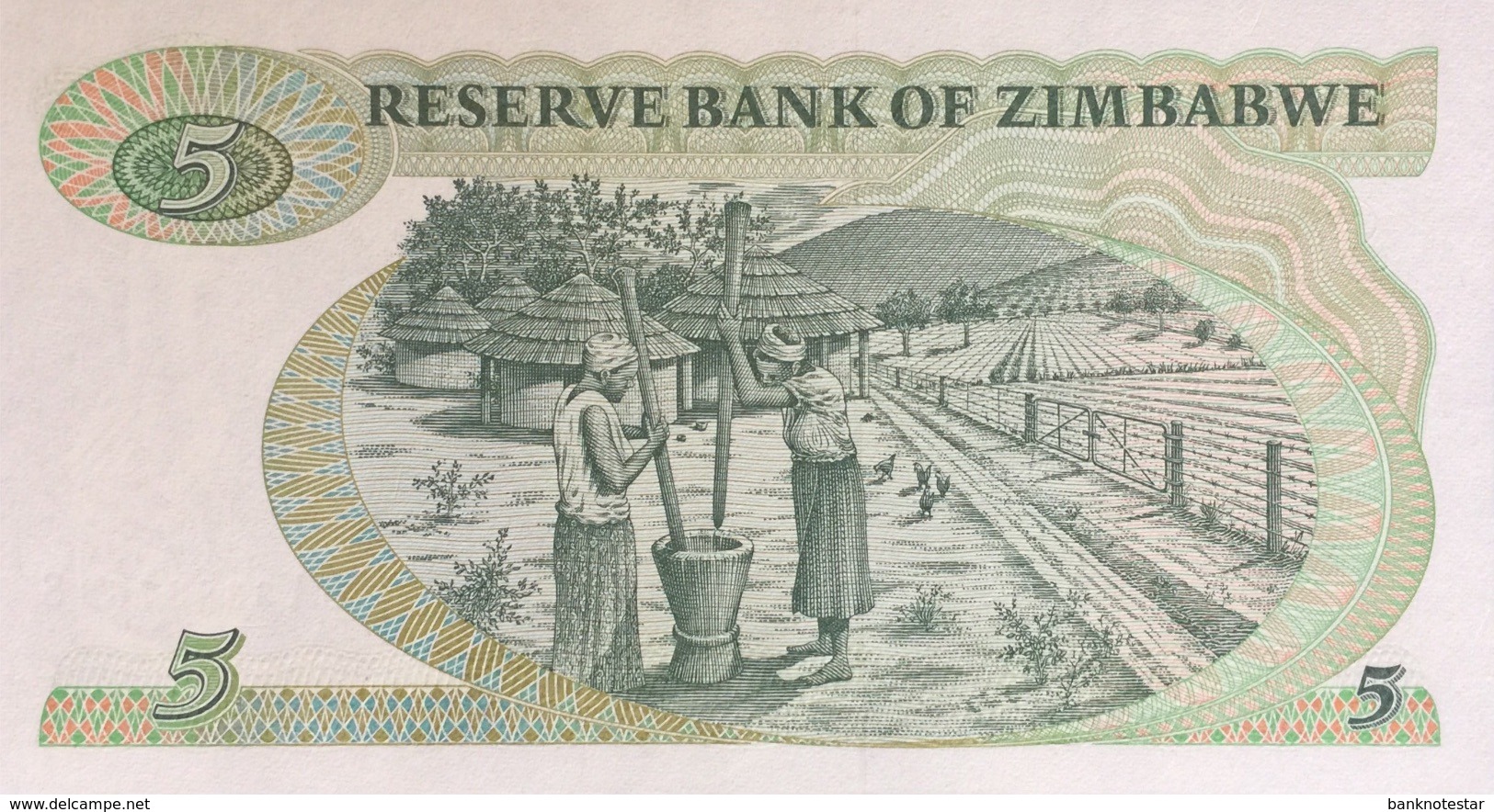 Zimbabwe 5 Dollars P-2e Scarce Watermark UNC - Simbabwe