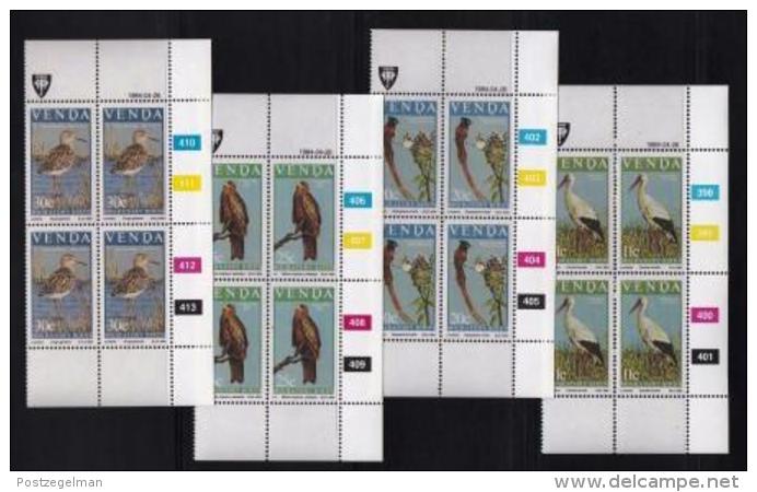VENDA, 1984, Mint Never Hinged Stamps In Control Blocks, MI 91-94, Migratory Birds, X320 - Venda