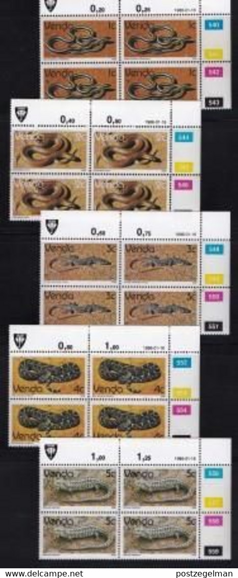 VENDA, 1986, Mint Never Hinged Stamps In Control Blocks, MI 120-136, Reptiles, X328 - Venda