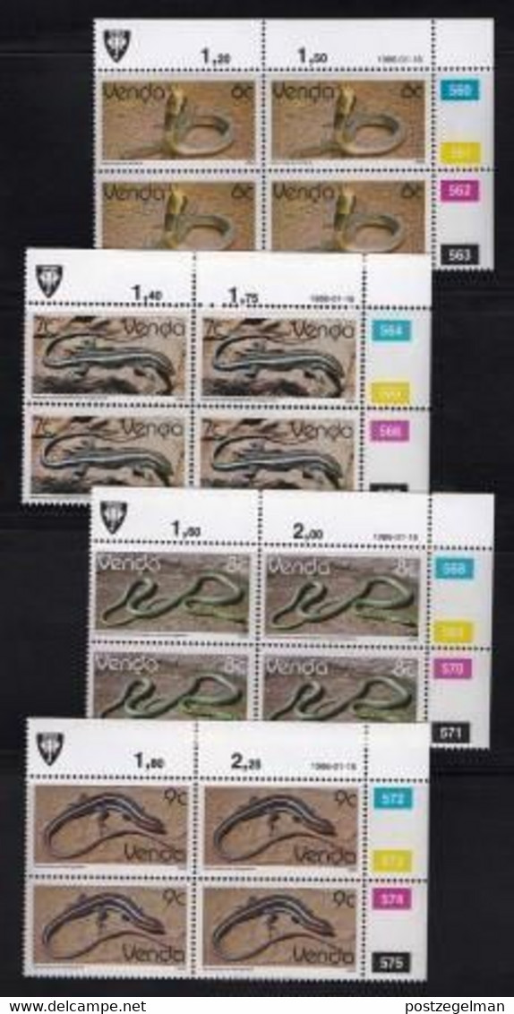 VENDA, 1986, Mint Never Hinged Stamps In Control Blocks, MI 120-136, Reptiles, X328 - Venda