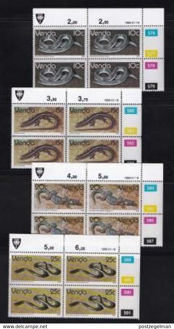 VENDA, 1986, Mint Never Hinged Stamps In Control Blocks, MI 120-136, Reptiles, X328 - Venda