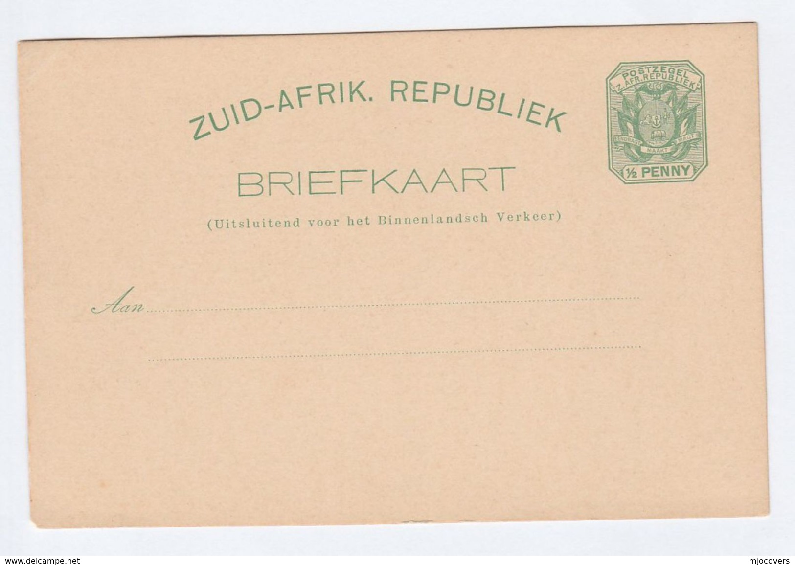 Old Transvaal Zuid Afrika Republiek POSTAL STATIONERY CARD Cover Stamps South Africa - Transvaal (1870-1909)