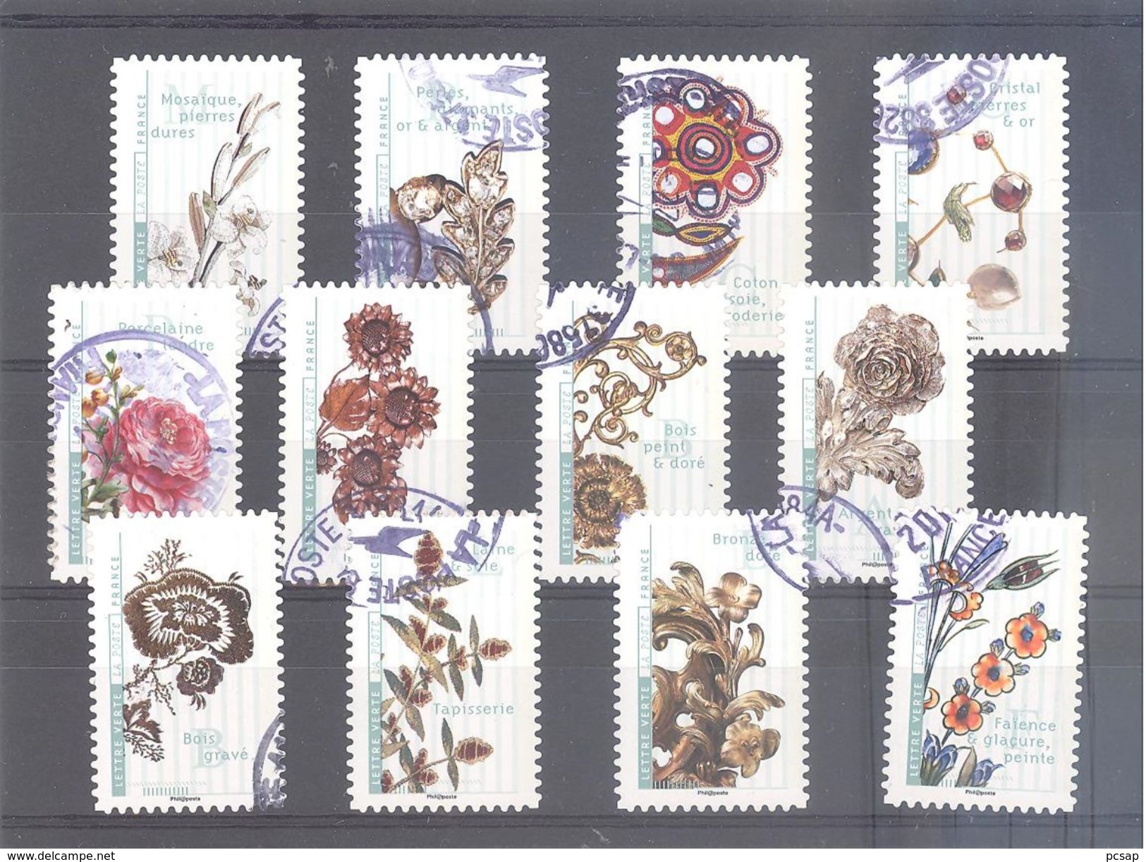 France Autoadhésifs Oblitérés (Série Complète : Fleurs & Métiers D'art) (cachet Rond) - Oblitérés