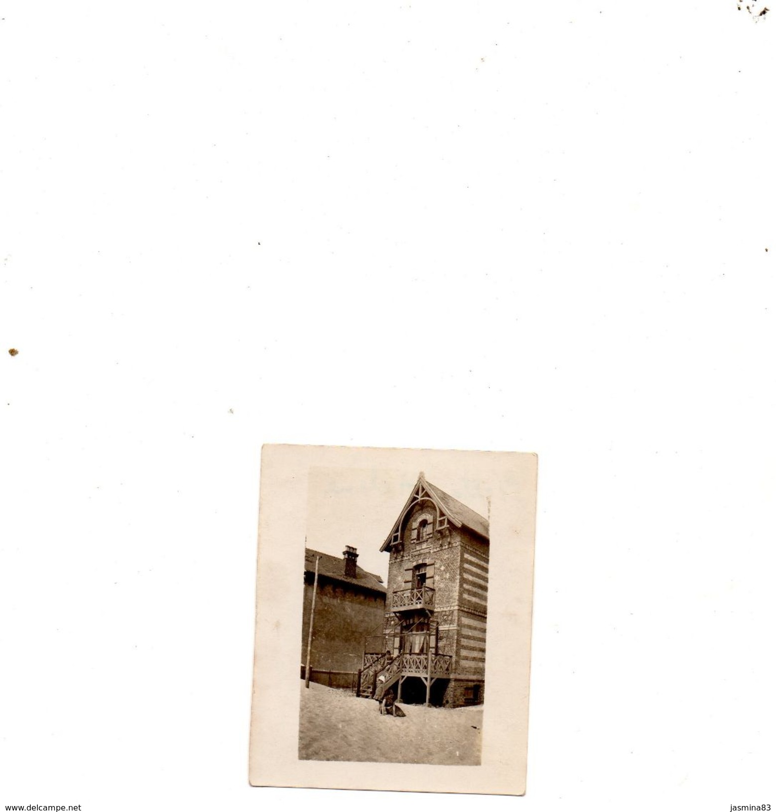 Photo En Noir Et Blanc :villa Hélène à Fort-Mahon Dans La Somme (6cm Sur 7 Cm) - Lieux