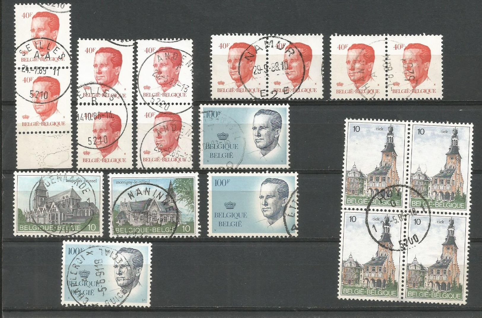 1984 - SUPERBE LOT DE 39 TIMBRES + 1 BLOC -   HUY 11 + 55 timbres oblitérés + 10 documents