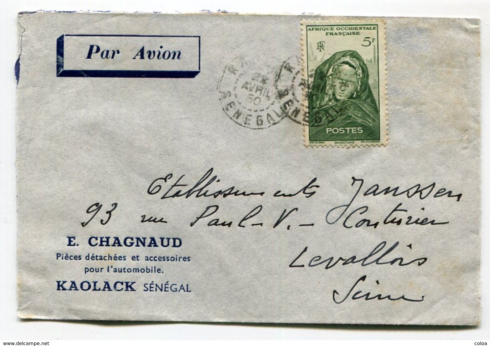 Lettre E. Chagnaud Kaolack Sénégal - Lettres & Documents