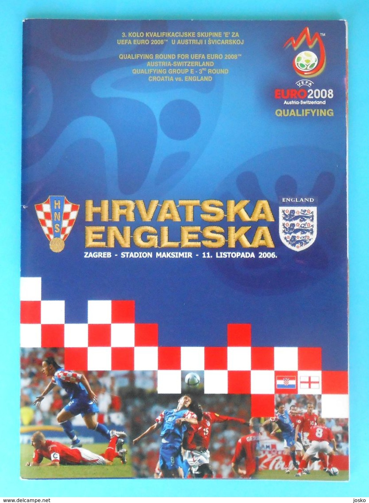 CROATIA V ENGLAND - 2008 UEFA EURO Qualif. Football Match Programme * Soccer Fussball Programm Calcio Programma Programa - Boeken