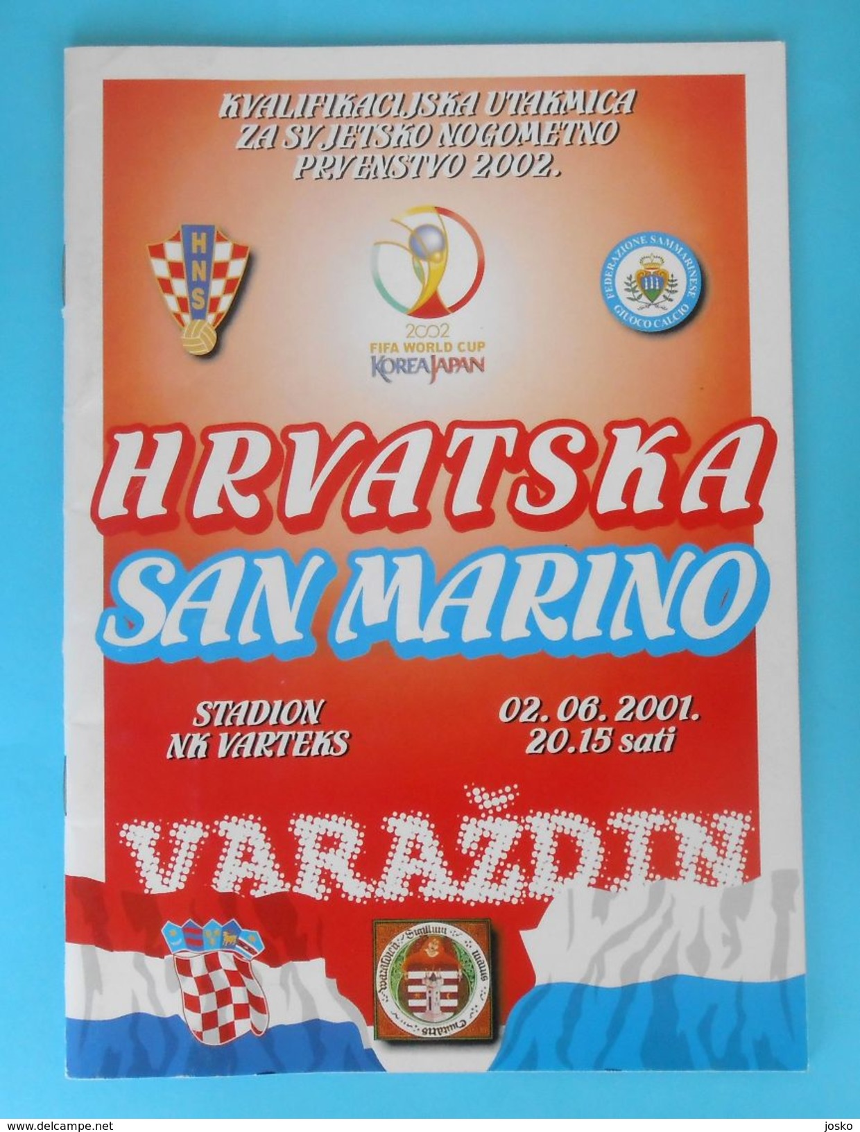CROATIA V SAN MARINO - 2002 FIFA WORLD CUP Qual. Football Match Programme * Soccer Fussball Programm Calcio Programma - Programas