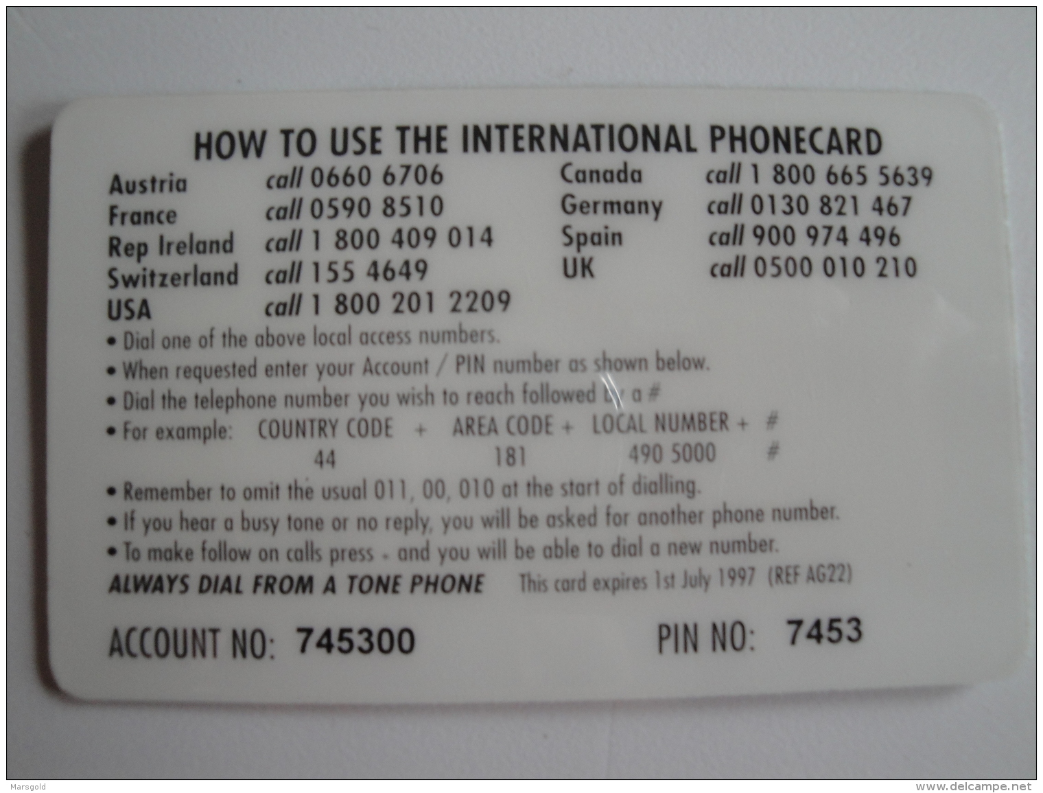 1 Remote Phonecard From America - International Phone Card - Statue Of Liberty - Other & Unclassified