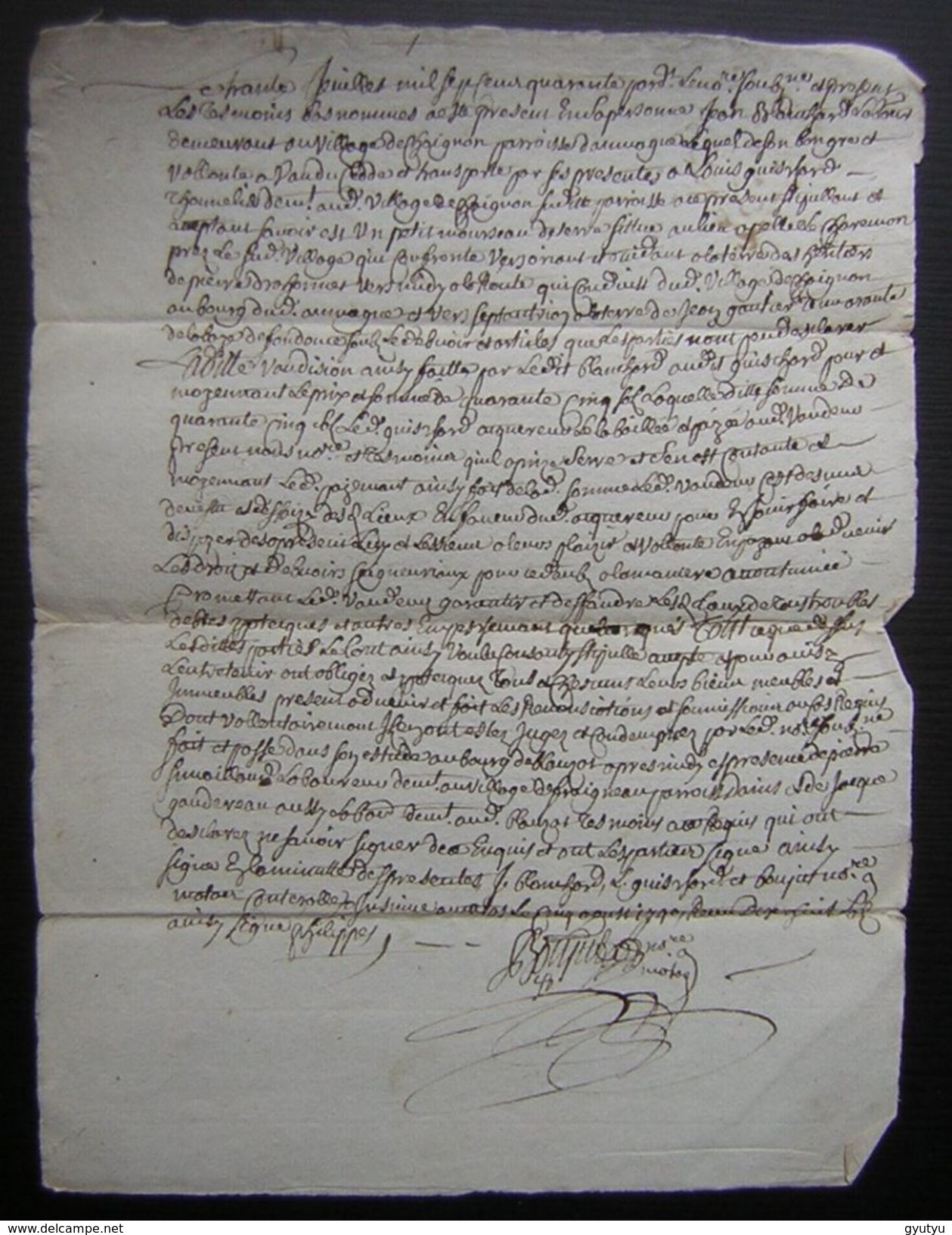 1740 Charente, Paroisse D'Aumagne Village De Chagnon Joli Document Relatif à Jean Blanchard Laboureur - Manuscrits