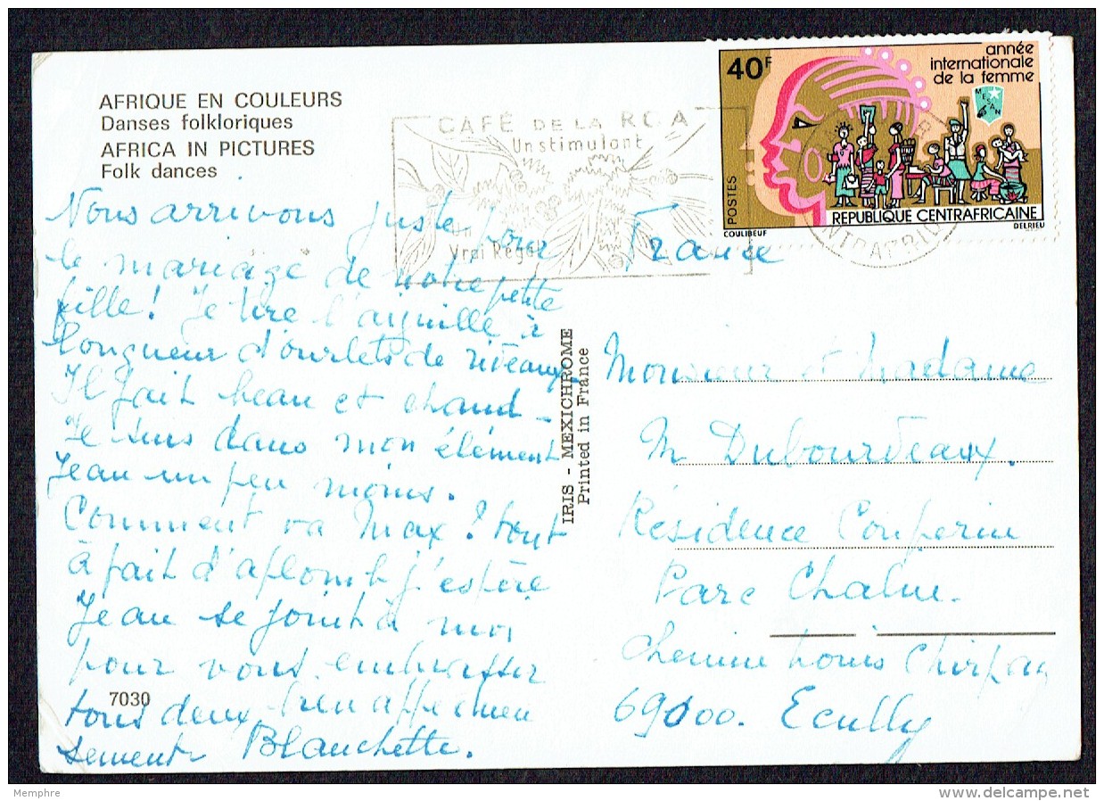 1975  Année Internationale De La Femme Sur Carte Postale Pour La France - Centrafricaine (République)