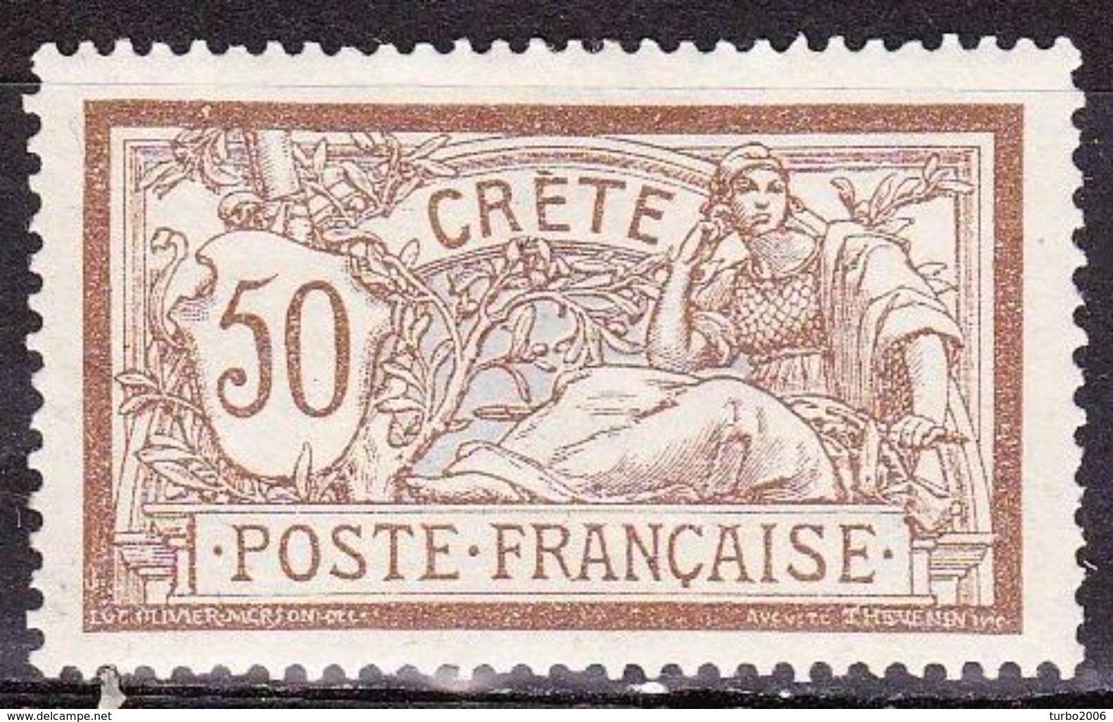 CRETE 1902  French Office : French Stamps With Inscription Crete 50 Centimes Brown / Green Vl. 12 MH - Kreta