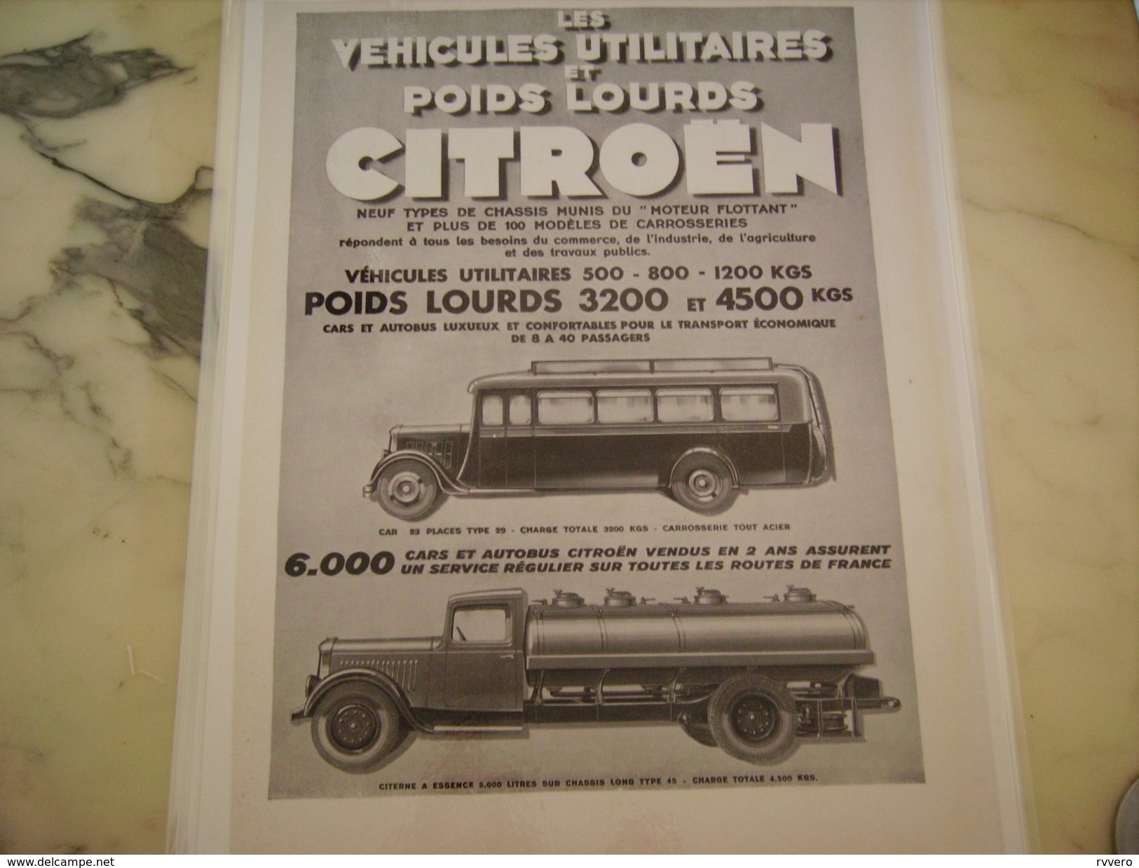 ANCIENNE PUBLICITE VEHICULE UTILITAIRE POID LOURD CITROEN   1933 - Camions