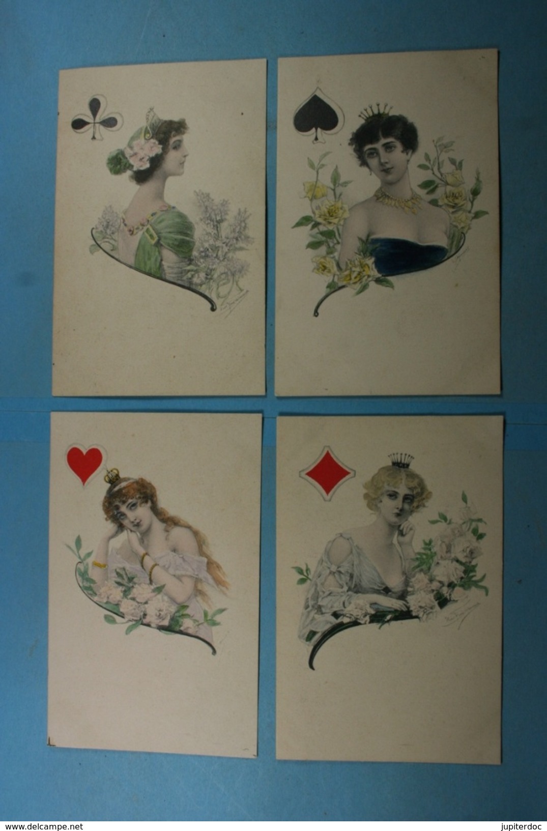 Lot De 4 Cartes Illustration Femmes Cartes à Jouer (4 Couleurs) - Women
