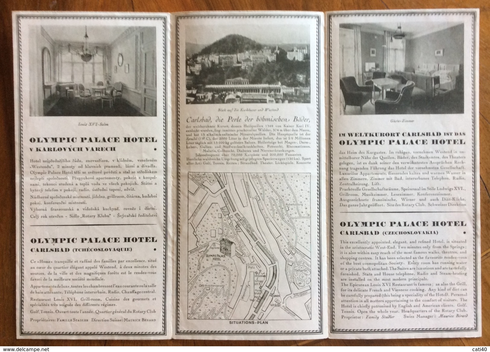 CATALOGO PUBBLICITARIO 1931 TSCHECHOSLOWAKEI  HOTELS : CARLSBAD E OLYMPIC.PALACE HOTEL  CON DISTANTE KILOMETRICHE - Altri & Non Classificati