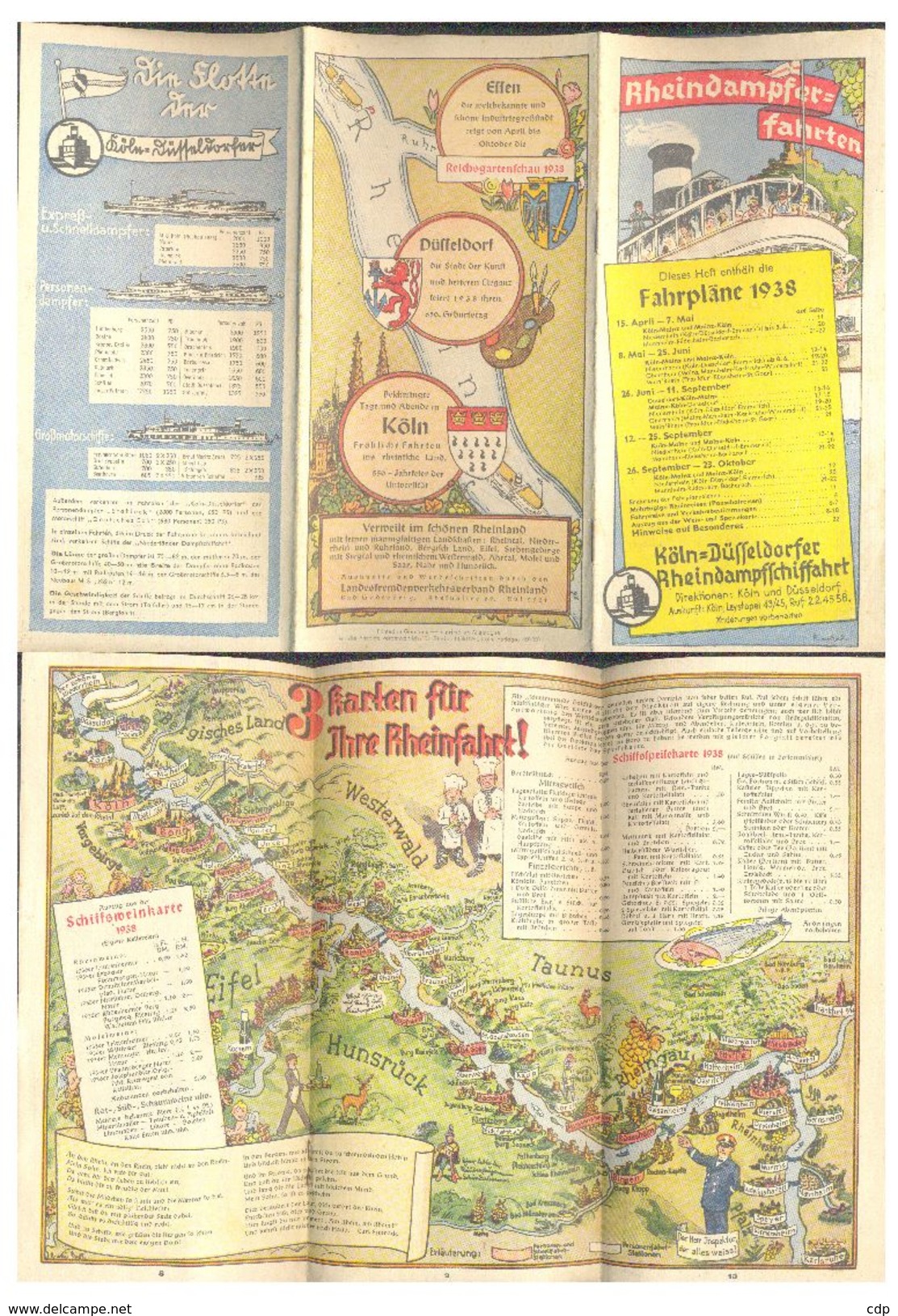 Rheindampfer  Koln-duffeldorfer  1938  Horaire - Europe