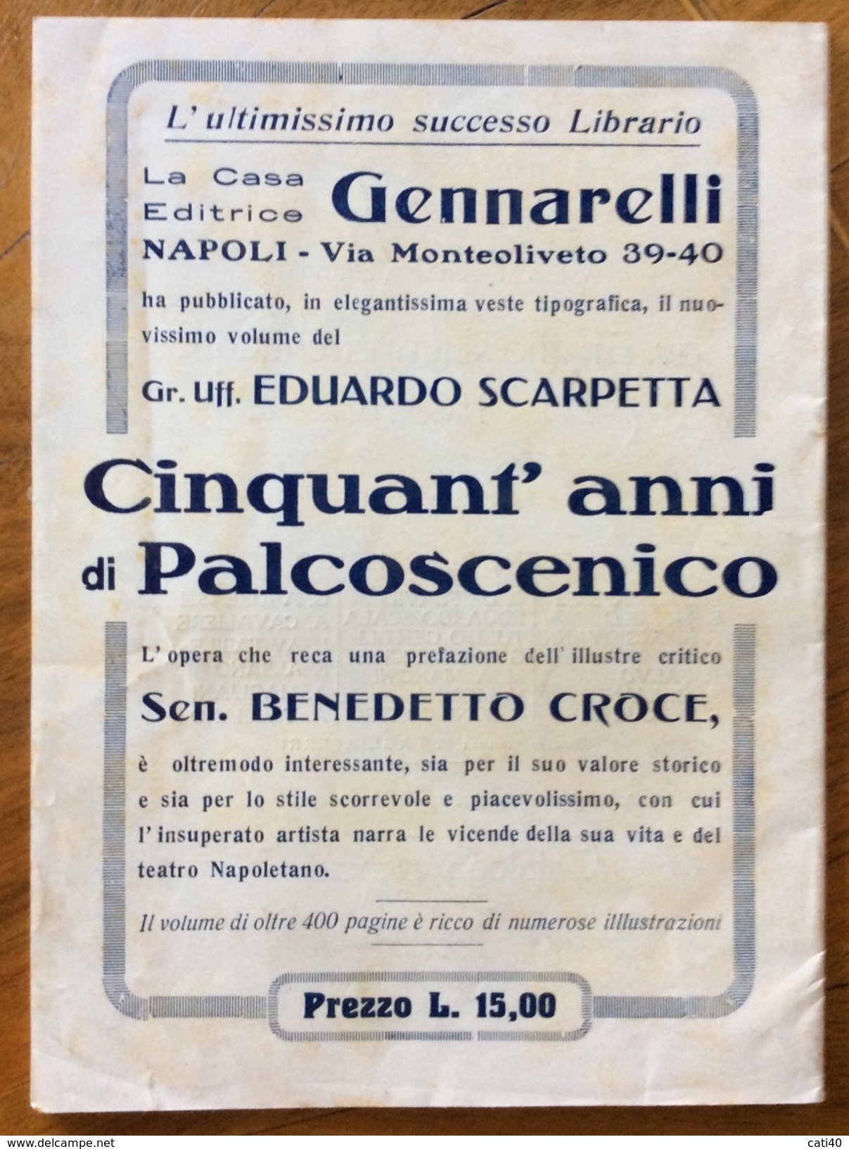 CATALOGO PUBBLICITARIO 1922  CASA EDITRICE ITALIANA EMILIO GENNARELLI & C. NAPOLI - Altri & Non Classificati