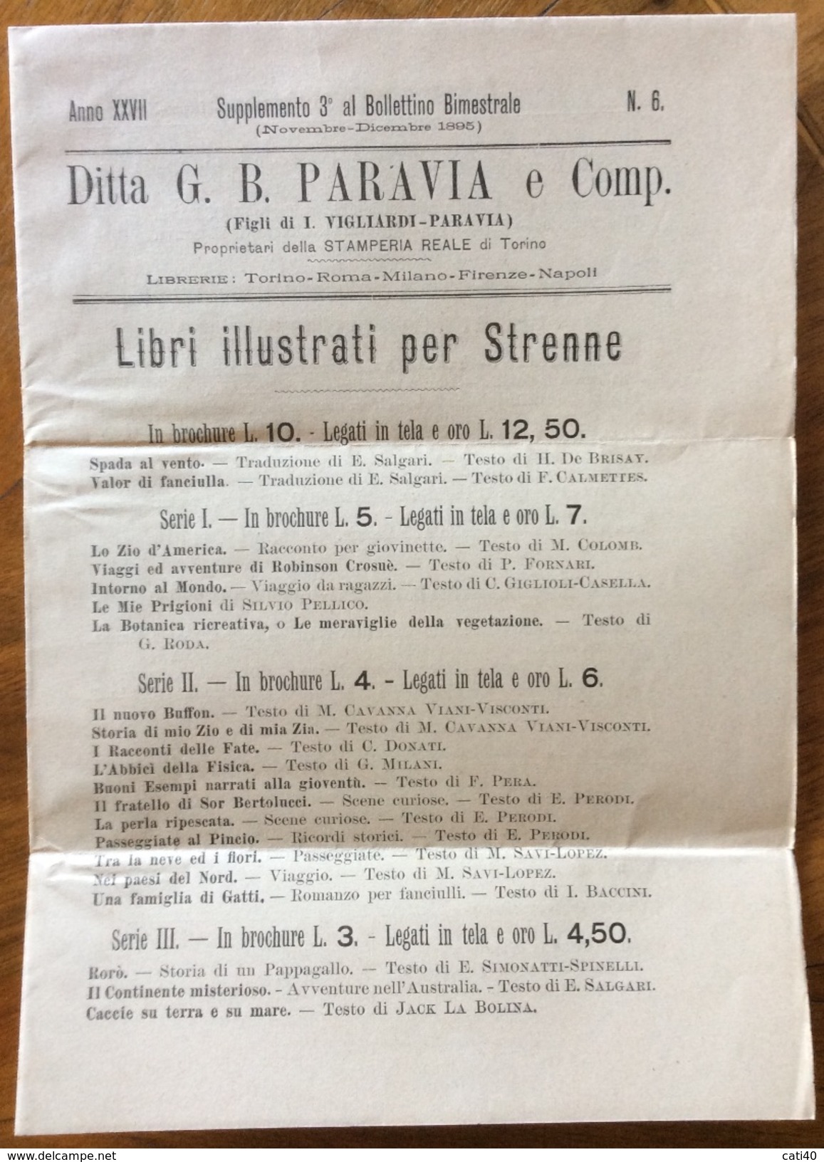 EDITORIA CATALOGO ANNO XXVII DITTA G.B.PARAVIA E C. DI LIBRI ILLUSTRATI PER STRENNE - Altri & Non Classificati