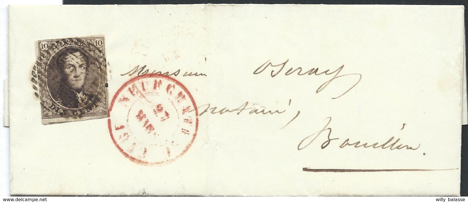 L Affr N°6 Margé P86 NEUFCHATEAU /1851 Pour Bouillon - 1851-1857 Medaillons (6/8)