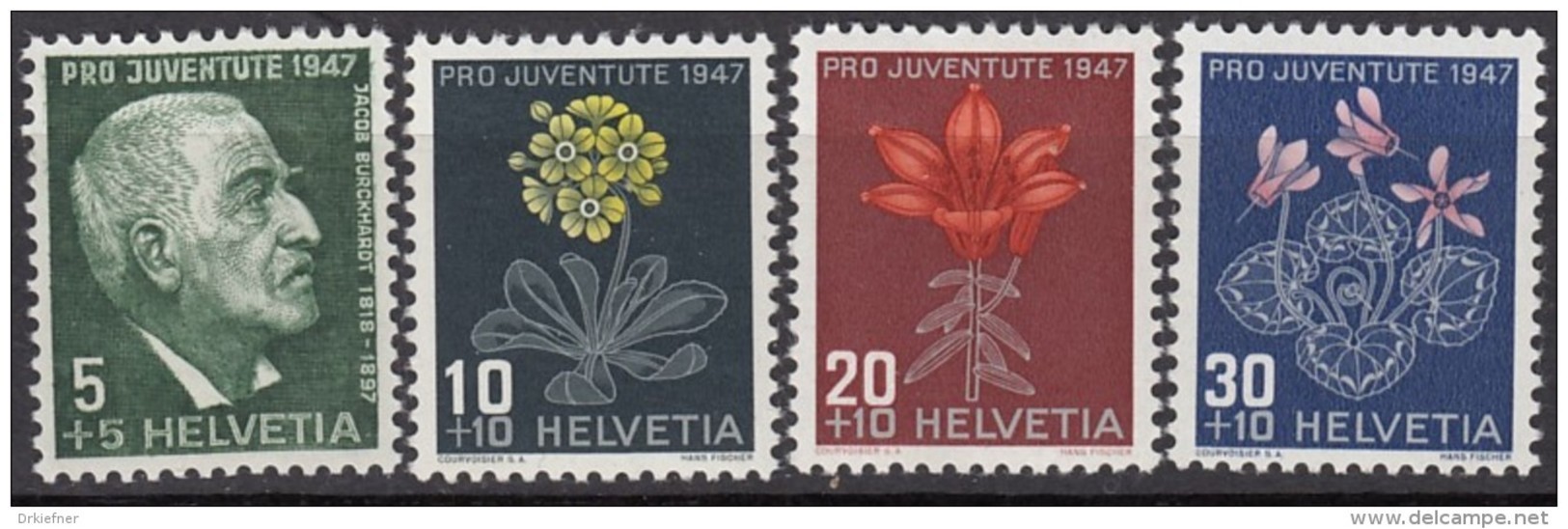 SCHWEIZ 488-491, Postfrisch **, "Pro Juventute" 1947, Jacob Burckhardt, Alpenblumen - Ungebraucht