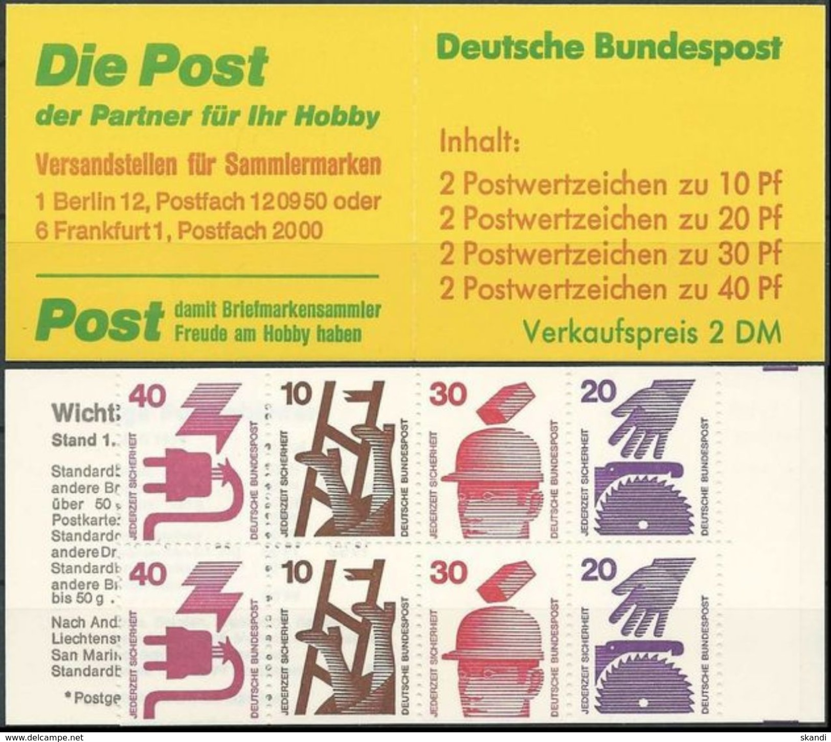 DEUTSCHLAND 1974 Mi-Nr. MH 20 A I ** MNH - 1971-2000