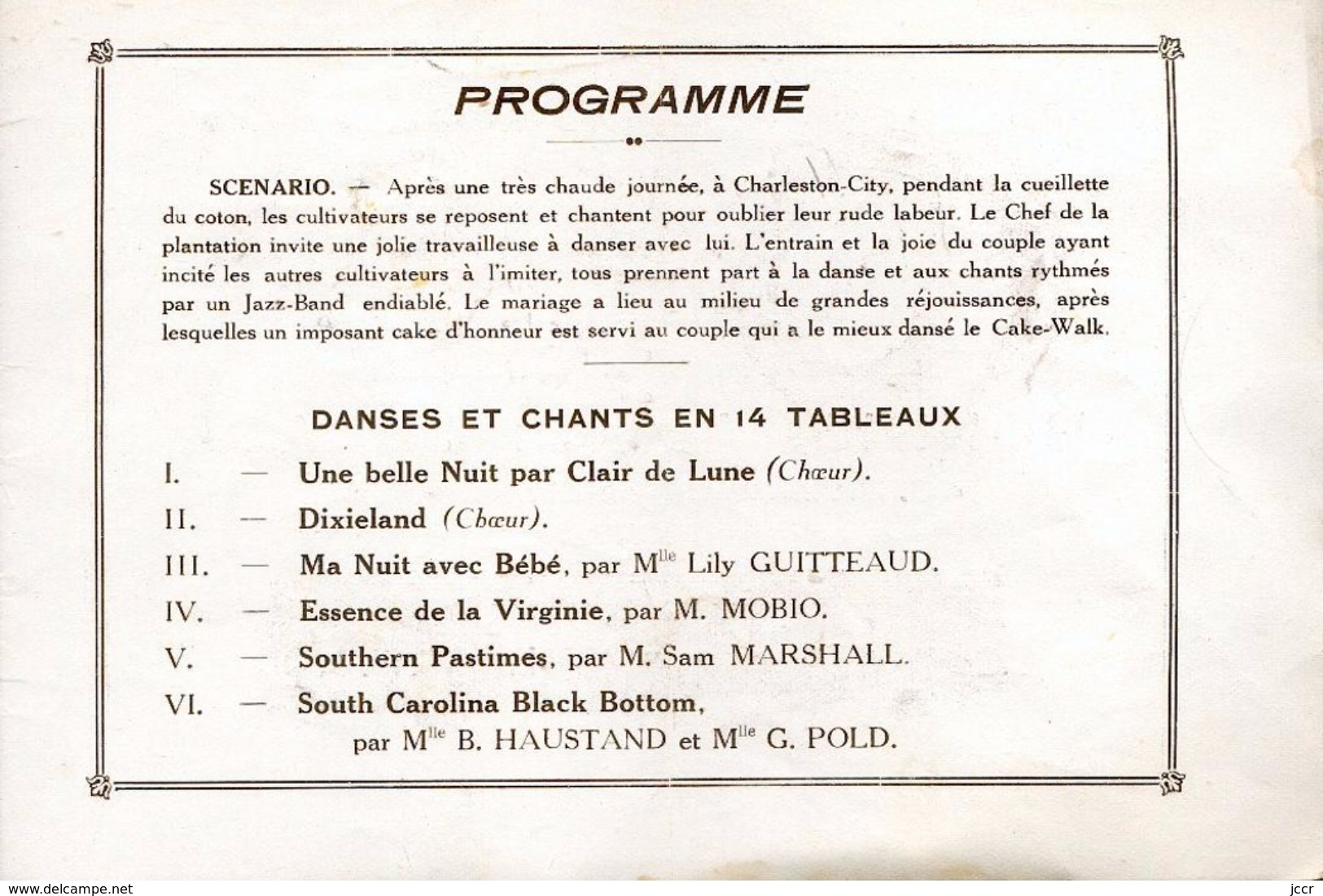 Jardin d'Acclimatation/Bois de Boulogne - Charleston-City/Kermesse Nègre/Plantation Américaine - Programme - 1927