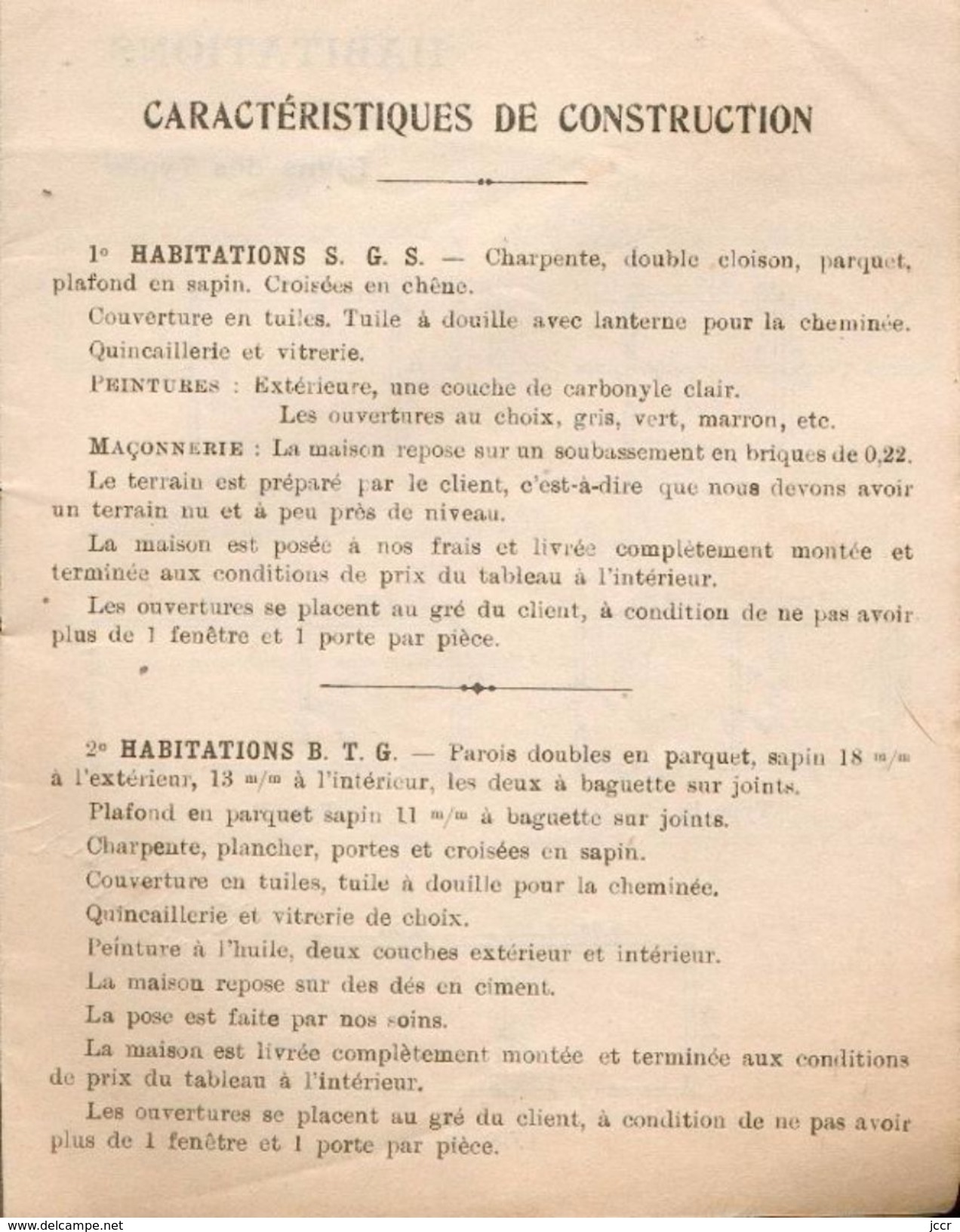 Catalogue Publicitaire - Maisons En Bois Démontables - Société Anonyme Grumes Et Sciages - Vers 1920 - Pubblicitari