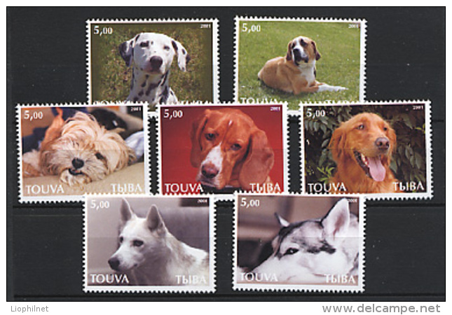 TOUVA TUVA 2001, CHIENS, 7 Valeurs, Neufs / Mint. CINDERELLA. R1807 - Tuva