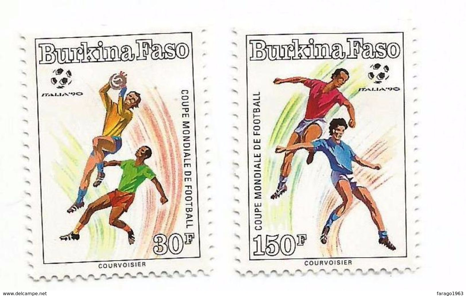 1990 Burkina Faso Worl;d Cup Football Italy  Complete Set Of 2 + Souvenir Sheet MNH - Burkina Faso (1984-...)