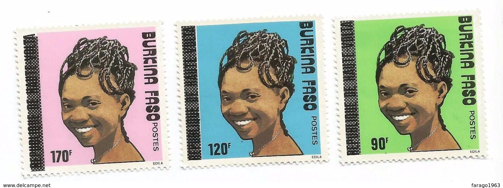 1990 Burkina Faso Women Hairstyles Complete Set Of 3  MNH - Burkina Faso (1984-...)