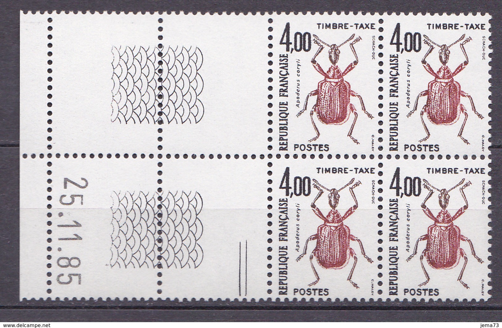 N° 108 Taxes Insectes Coléoptères:  Coins Datés 25.11.85 Neuf Impecable - Strafport