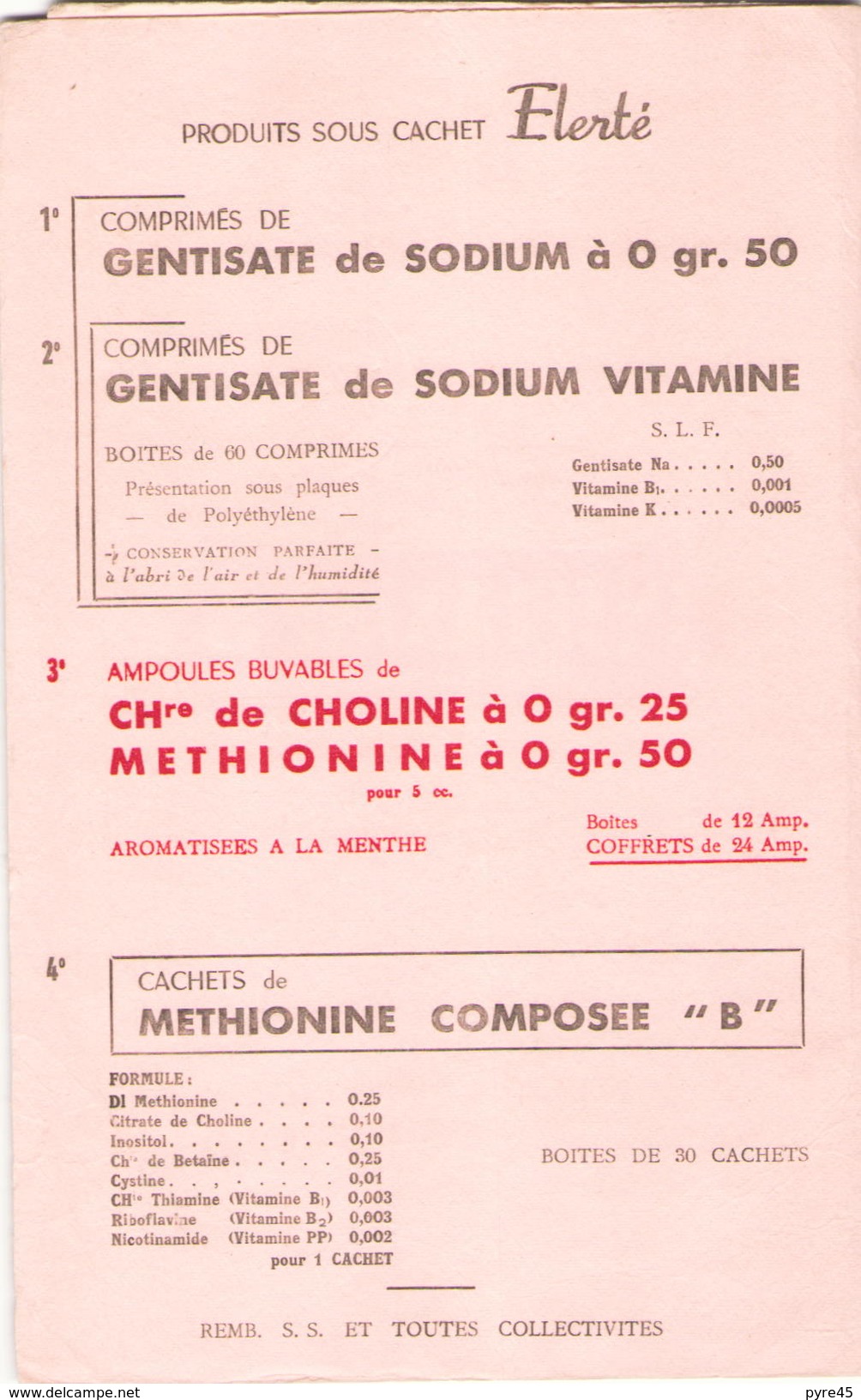 France Buvard Laboratoires Des Réalisations Thérapeutiques Elerté ( Pliure ) 21 Cm X 13 Cm - Produits Pharmaceutiques