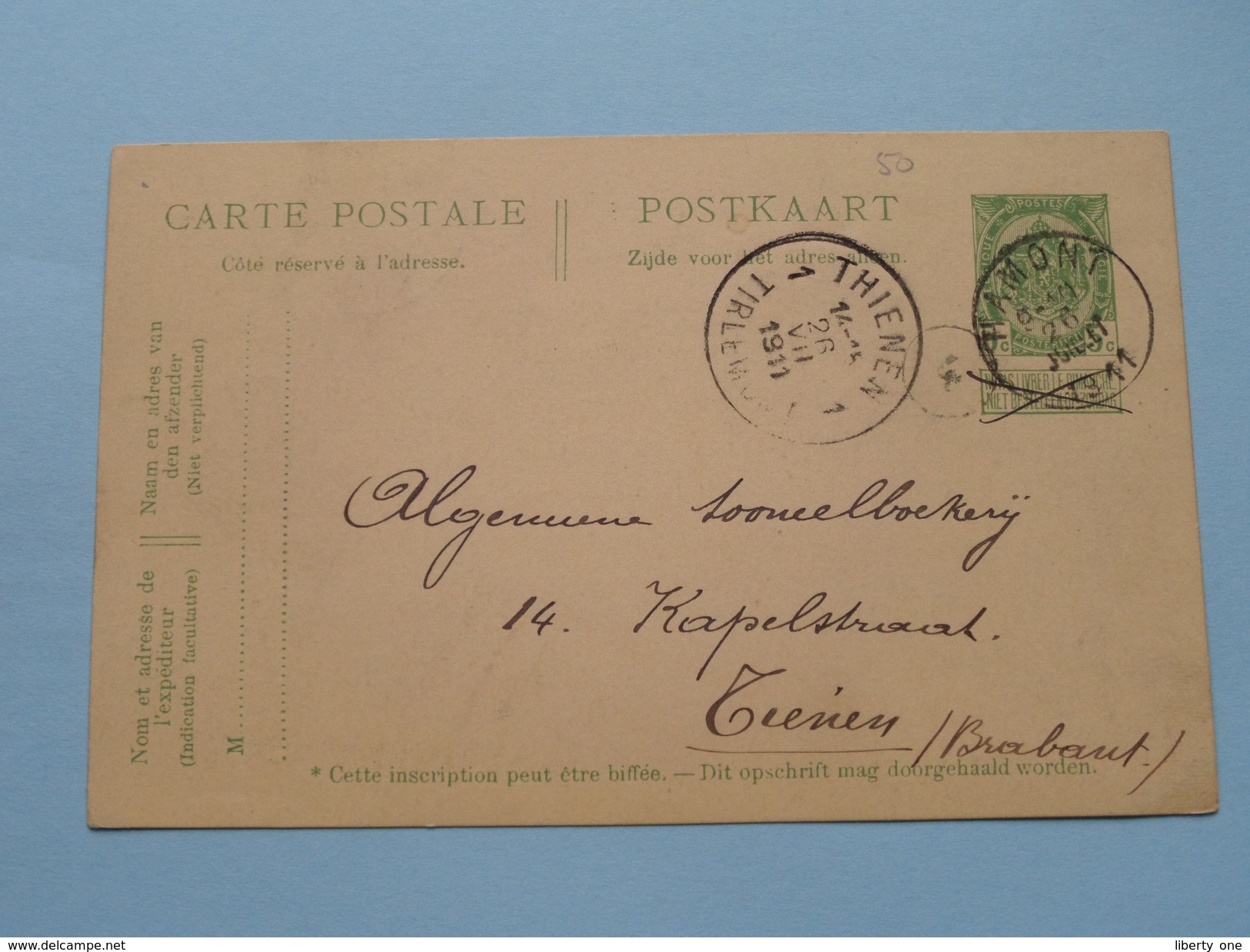 Briefkaart Hamont > Thienen / Tienen (Brabant) () 1911 ( Zie Foto Details / Tekst ) !! - Hamont-Achel