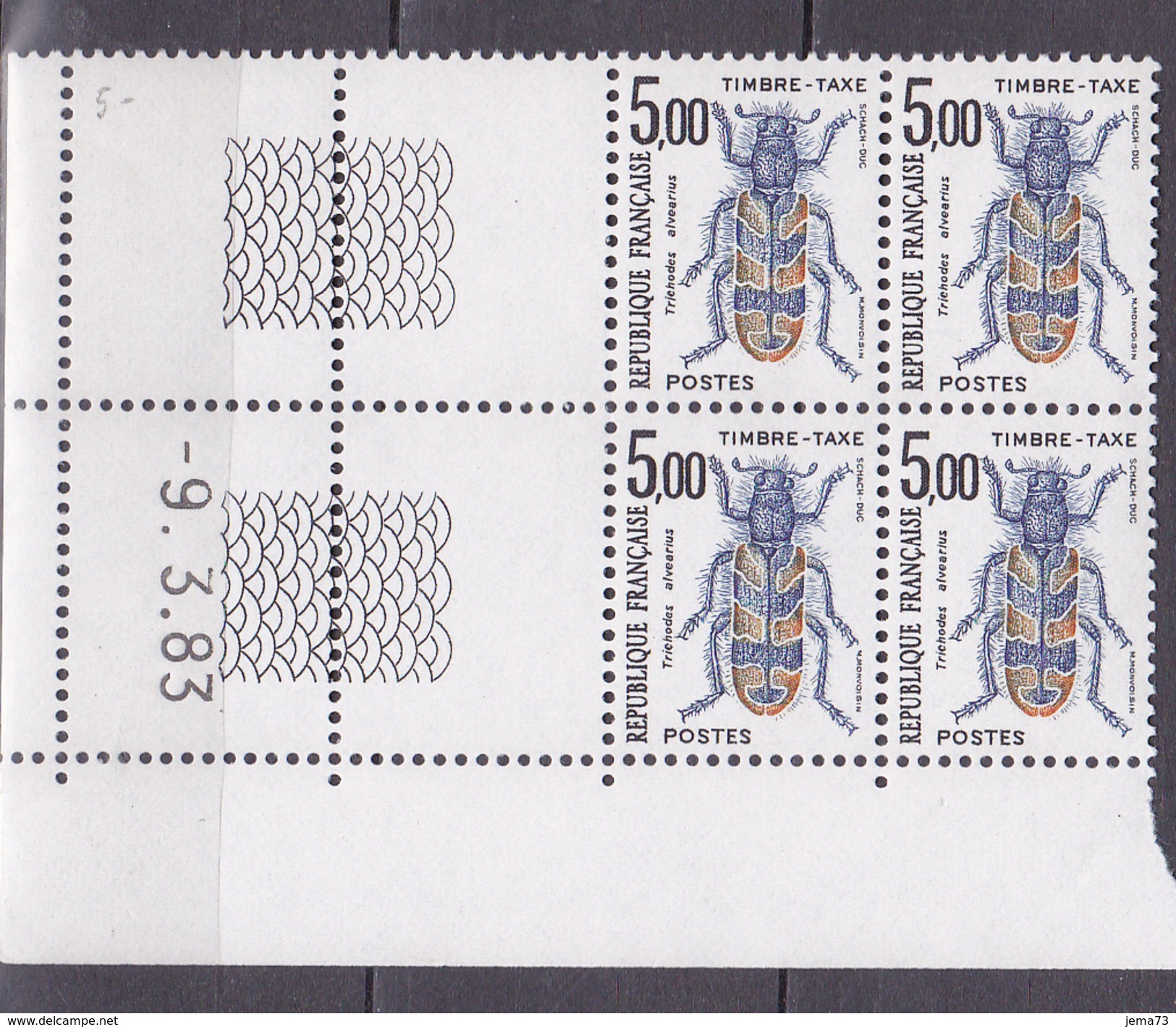 N° 112 Taxes Insectes Et Coléoptères: Coins Datés  9.3.83 - Postage Due