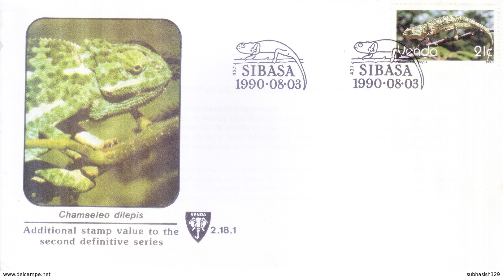 VENDA 03-08-1990 - FIRST DAY COVER - WIL ANIMAL - Venda