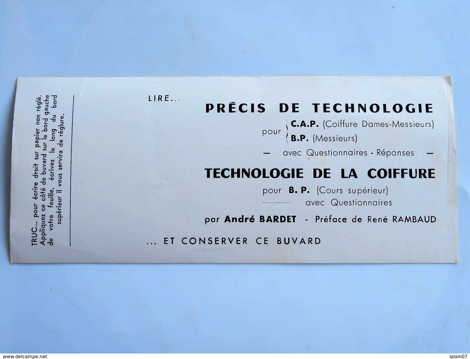 BUVARD Jaune Précis De Technologie , Technologie De La Coiffure, André Bardet - Parfums & Beauté