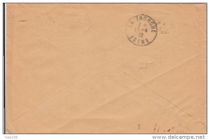 SOWER, FM- MILITARY FRANCHISE OVERPRINT STAMP ON COVER, 1932, FRANCE - Covers & Documents