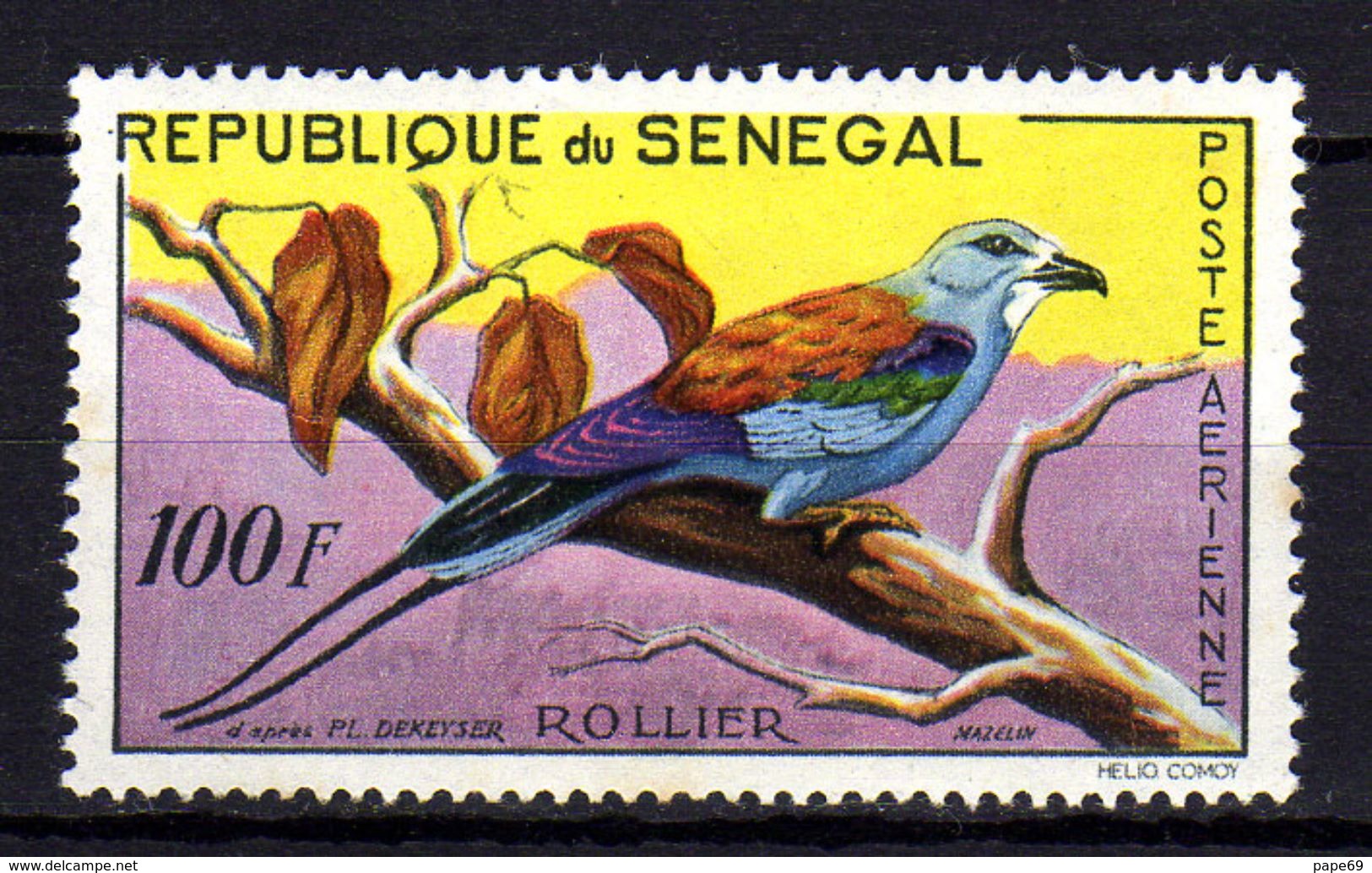 Sénégal P.A. N° 32 X Partie De Série Oiseaux : Rollier Trace De Charnière Sinon TB - Senegal (1960-...)