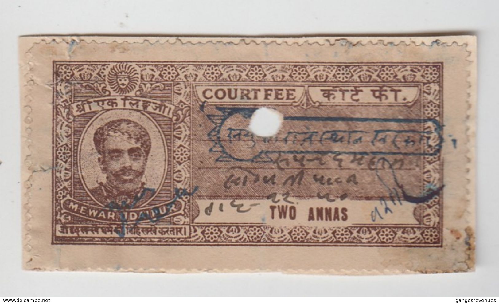 MEWAR / UDAIPUR  2A  Court Fee  Type 20  K&M 202 A    #  99839  Inde Indien  India Fiscaux Fiscal Revenue - Sonstige & Ohne Zuordnung