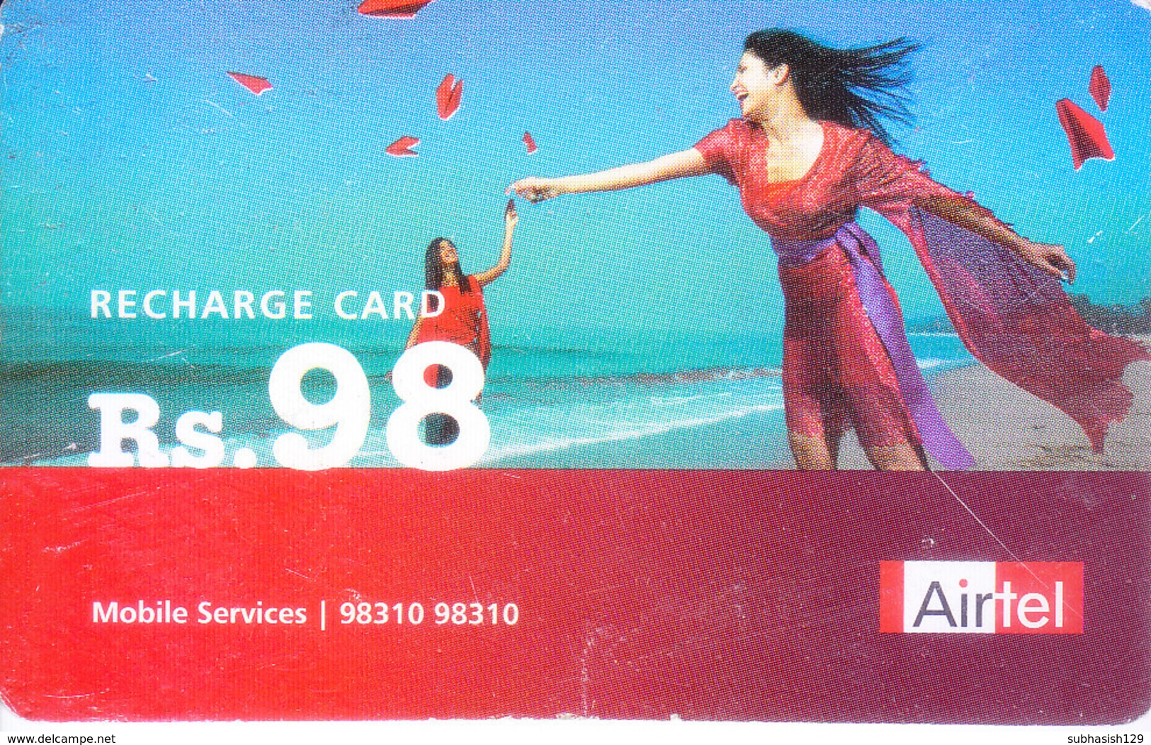 MOBILE / TELEPHONE CARD, INDIA - AIRTEL RS. 98 RECHARGE CARD - Autres & Non Classés