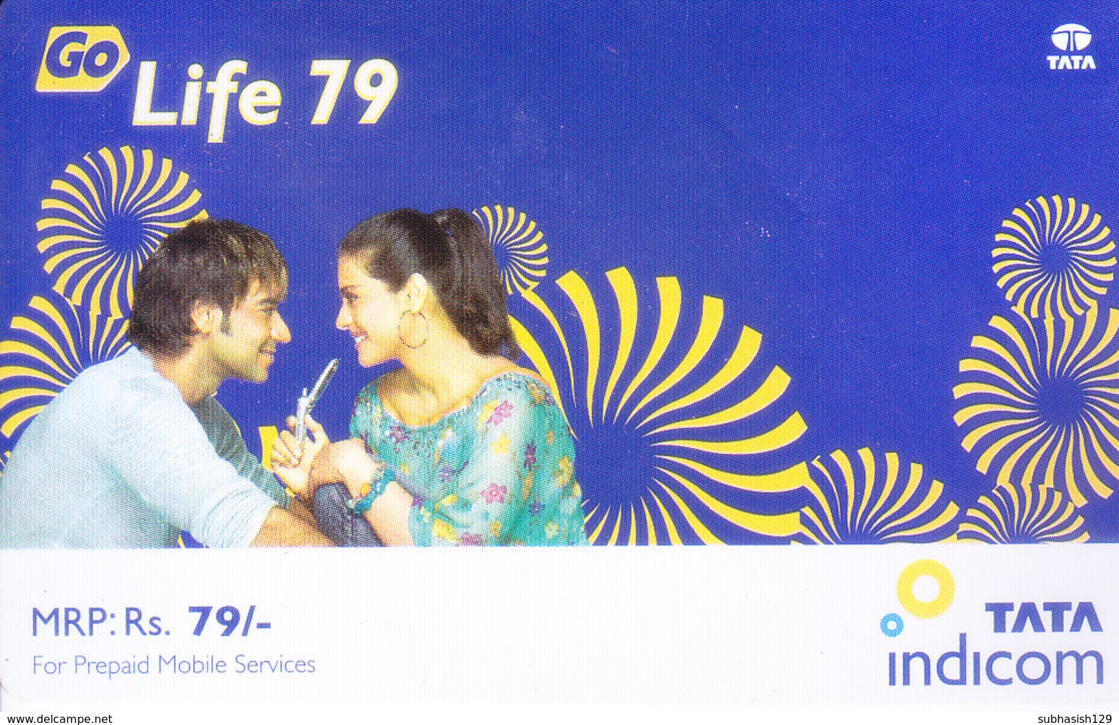 MOBILE / TELEPHONE CARD, INDIA - TATA INDICOM GO LIFE RS. 79, PREPAID MOBILE CARD - Other & Unclassified