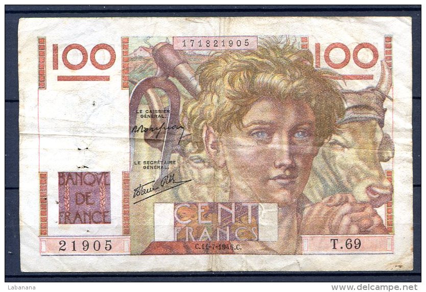 456-France Billet De 100 Francs 1946 C T69 - 100 F 1945-1954 ''Jeune Paysan''