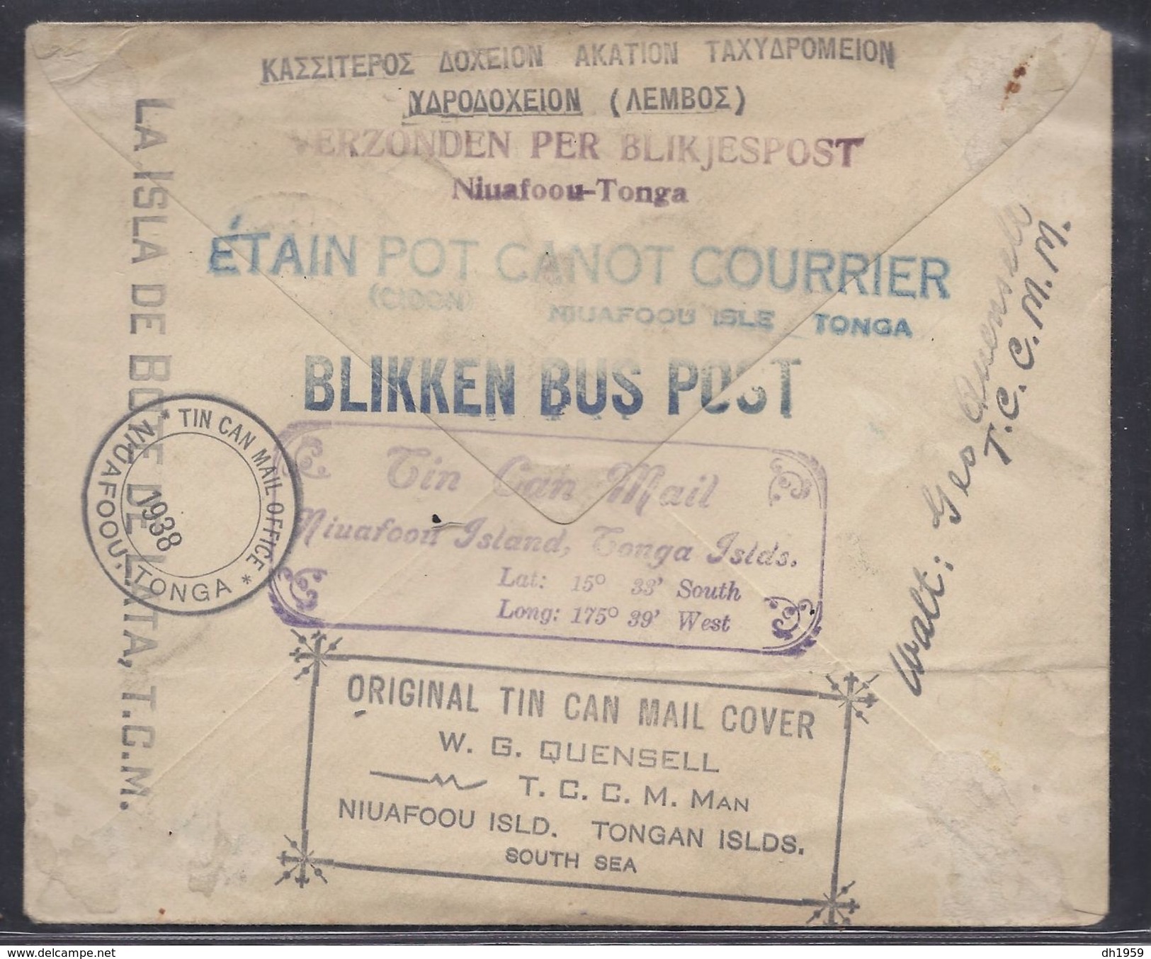 TOGA TONGA TIN CAN CANOE MAIL OFFICE ISLAND NIUAFOOU BLIKKEN BUS POST ETAIN POT CANOT COURRIER - Tonga (...-1970)