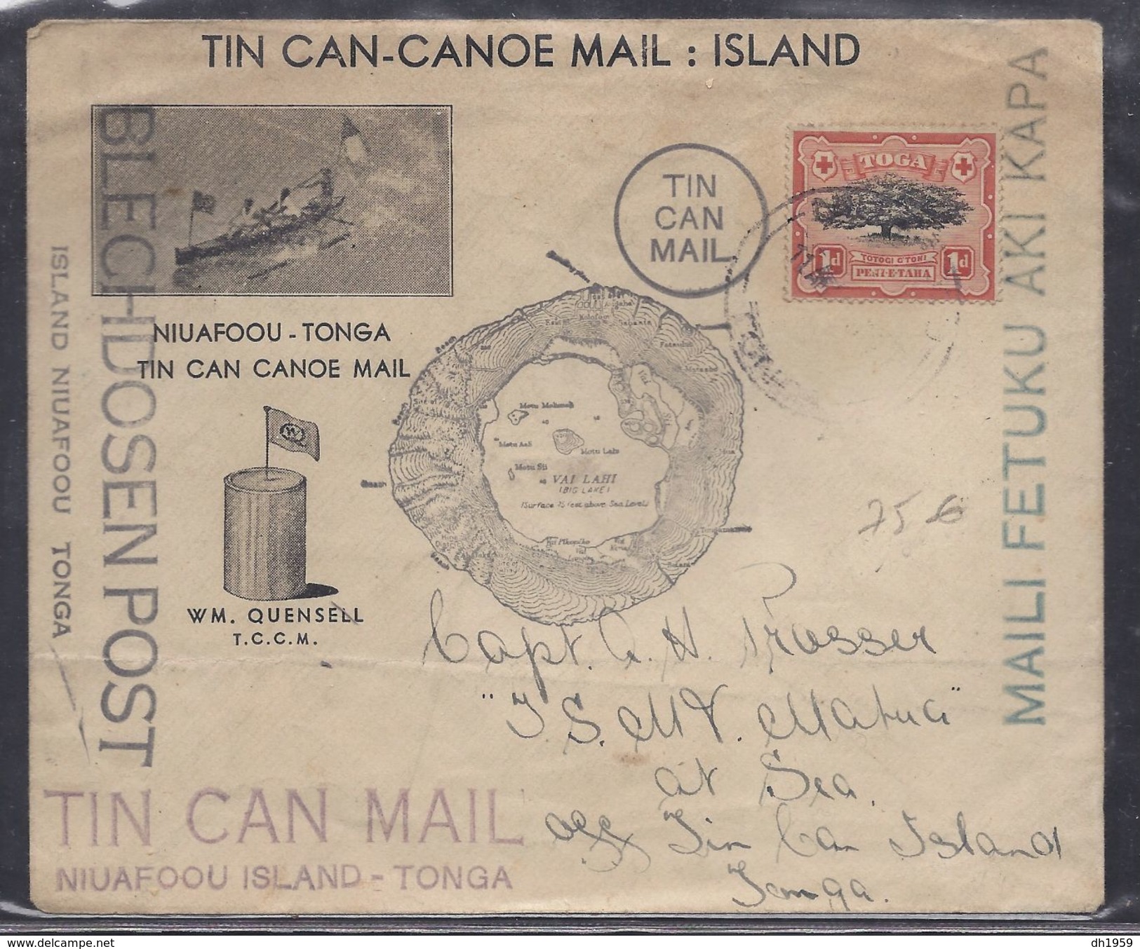 TOGA TONGA TIN CAN CANOE MAIL OFFICE ISLAND NIUAFOOU BLIKKEN BUS POST ETAIN POT CANOT COURRIER - Tonga (...-1970)