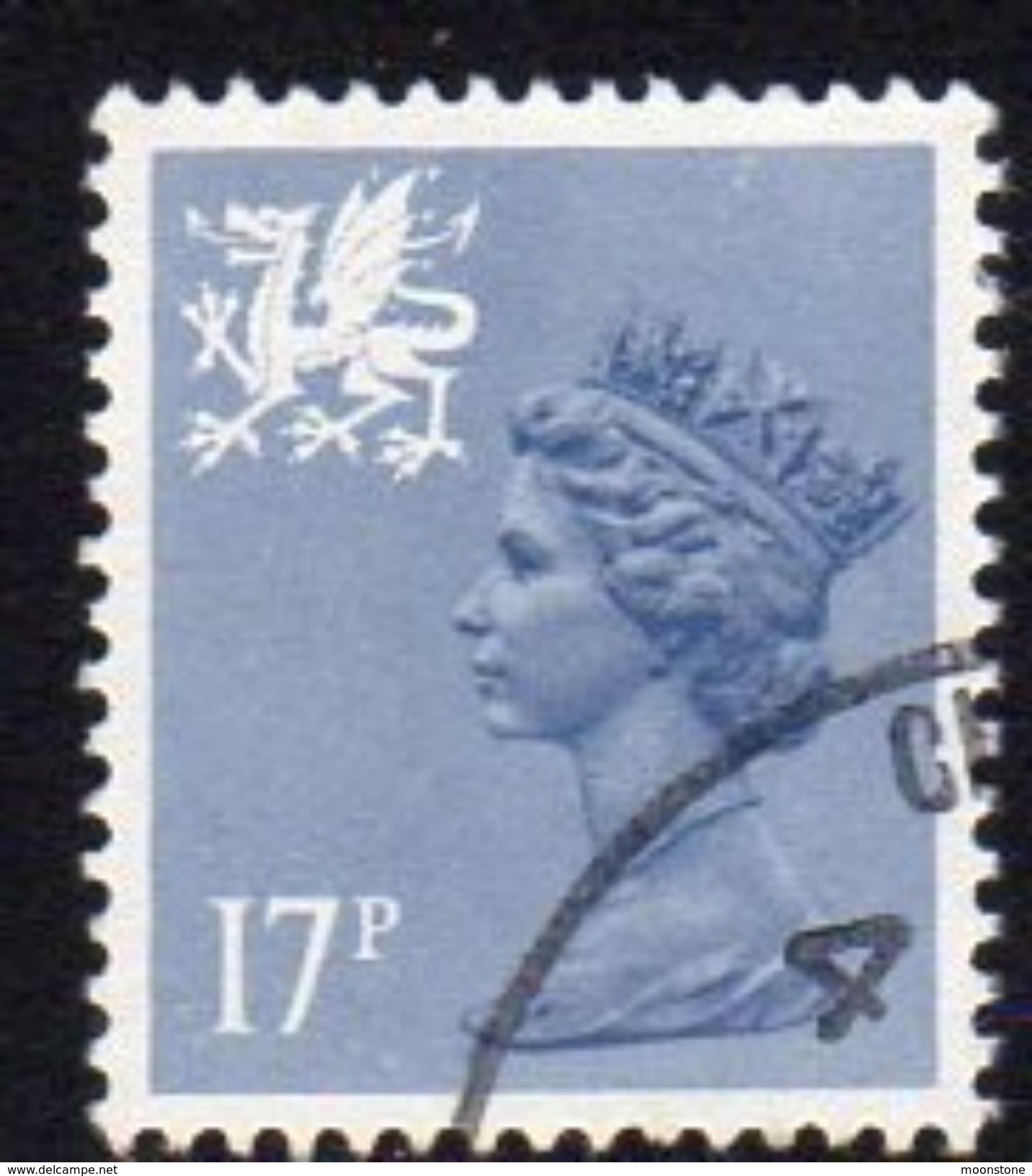 GB Wales 1971-93 17p Grey Blue Type I Questa Regional Machin, Used, SG 44 - Wales