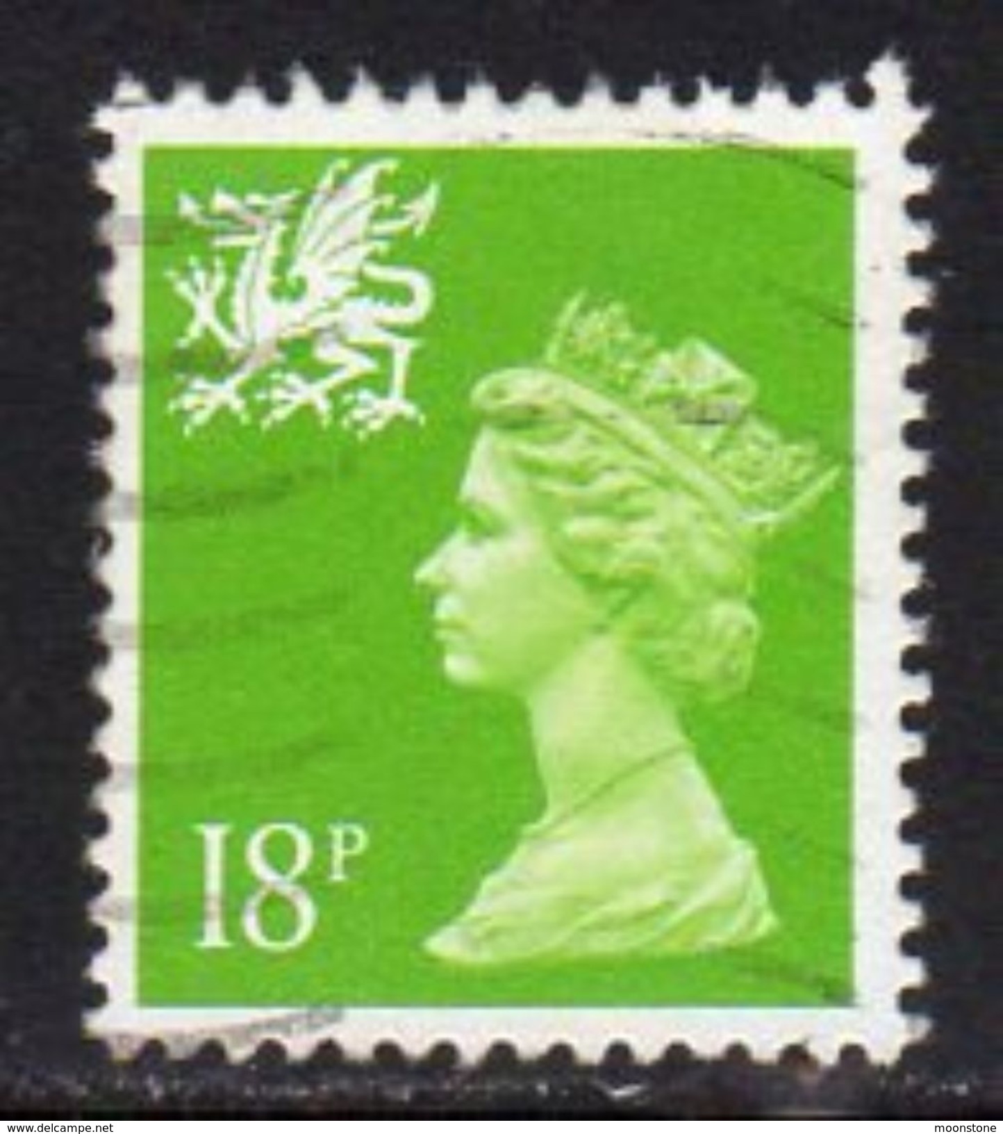 GB Wales 1971-93 18p Green P.14 Centre Band Questa Regional Machin, Used, SG 48b - Wales