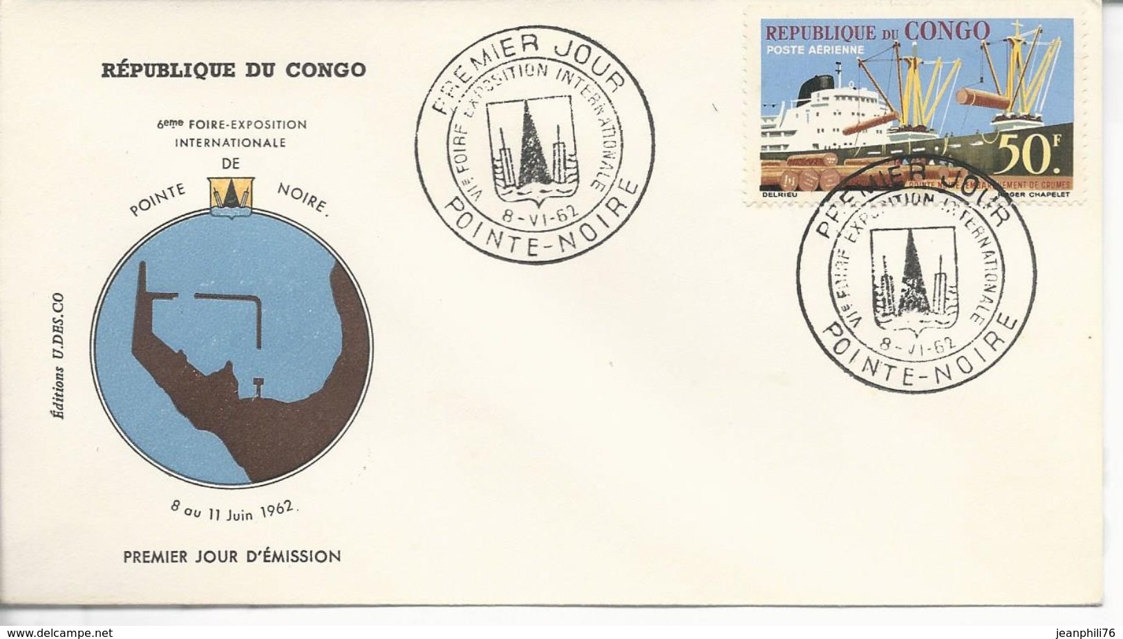 Pointe Noire OPJ 8 6 62 6° Foire Internationale Timbre A6 - FDC