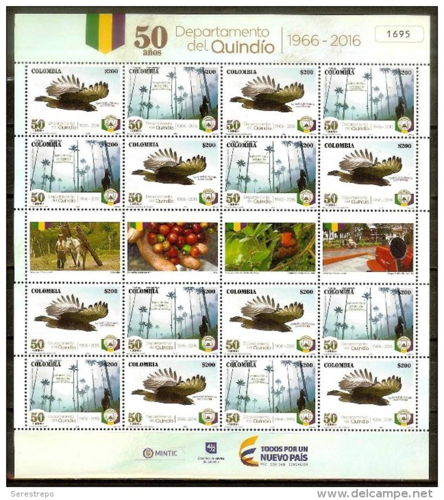 COLOMBIA 2016.07.29 [2807-1] 50 Años Del Departamento Del Quindío (Sheet) - Colombia