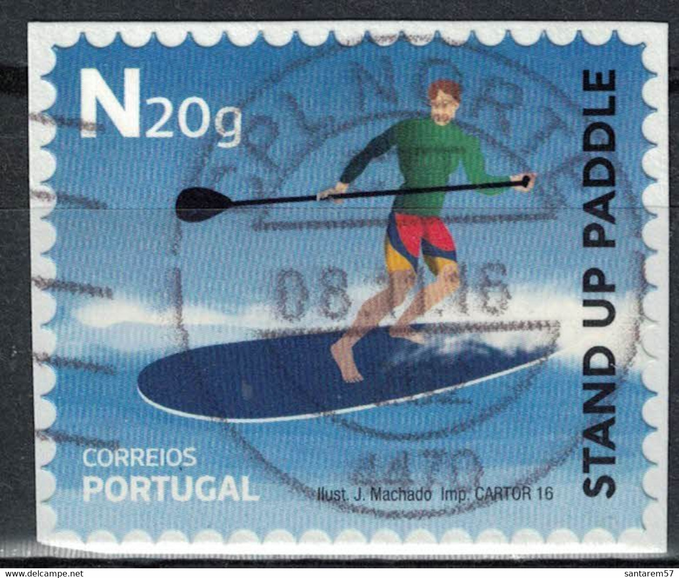Portugal 2016 Oblitéré Sur Fragment Used Sports Extrêmes Stand Up Paddle - Gebraucht