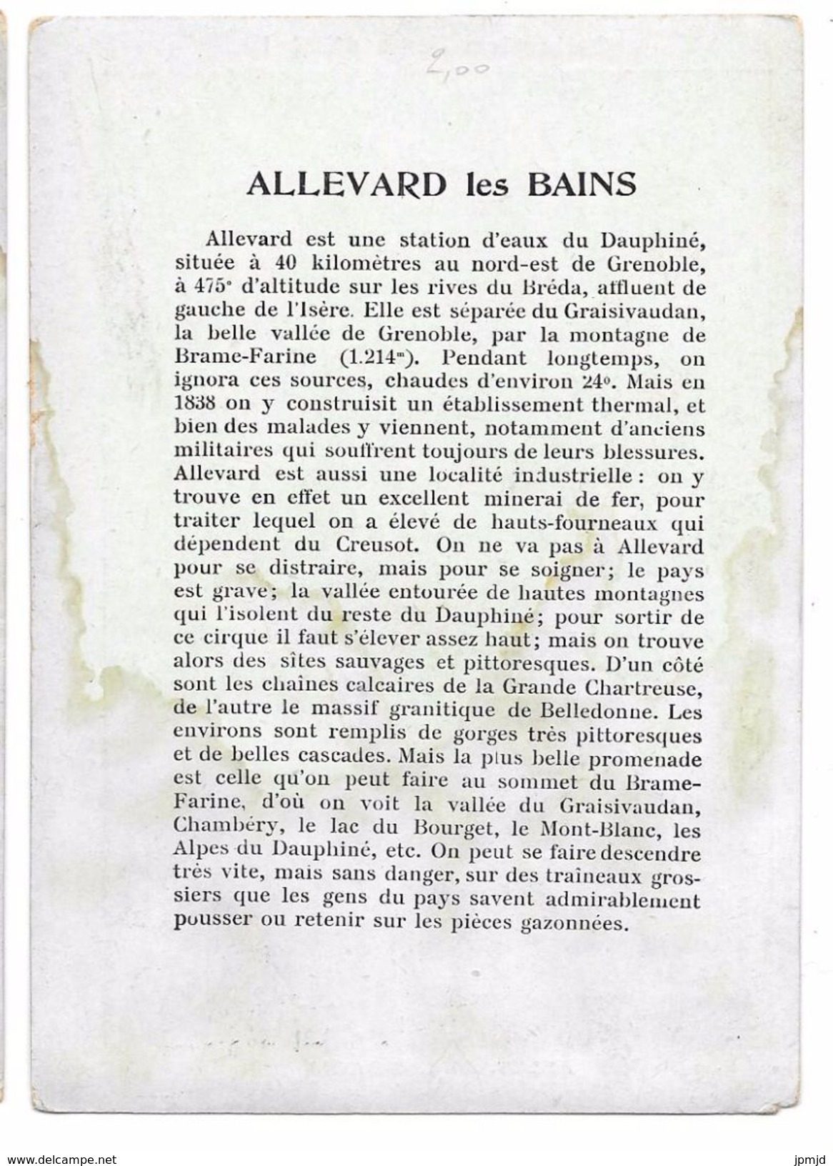 Illustrateur Hugo D'Alési - Affiche - ALLEVARD LES BAINS - N° 9 - Voir état - D'Alési, Hugo